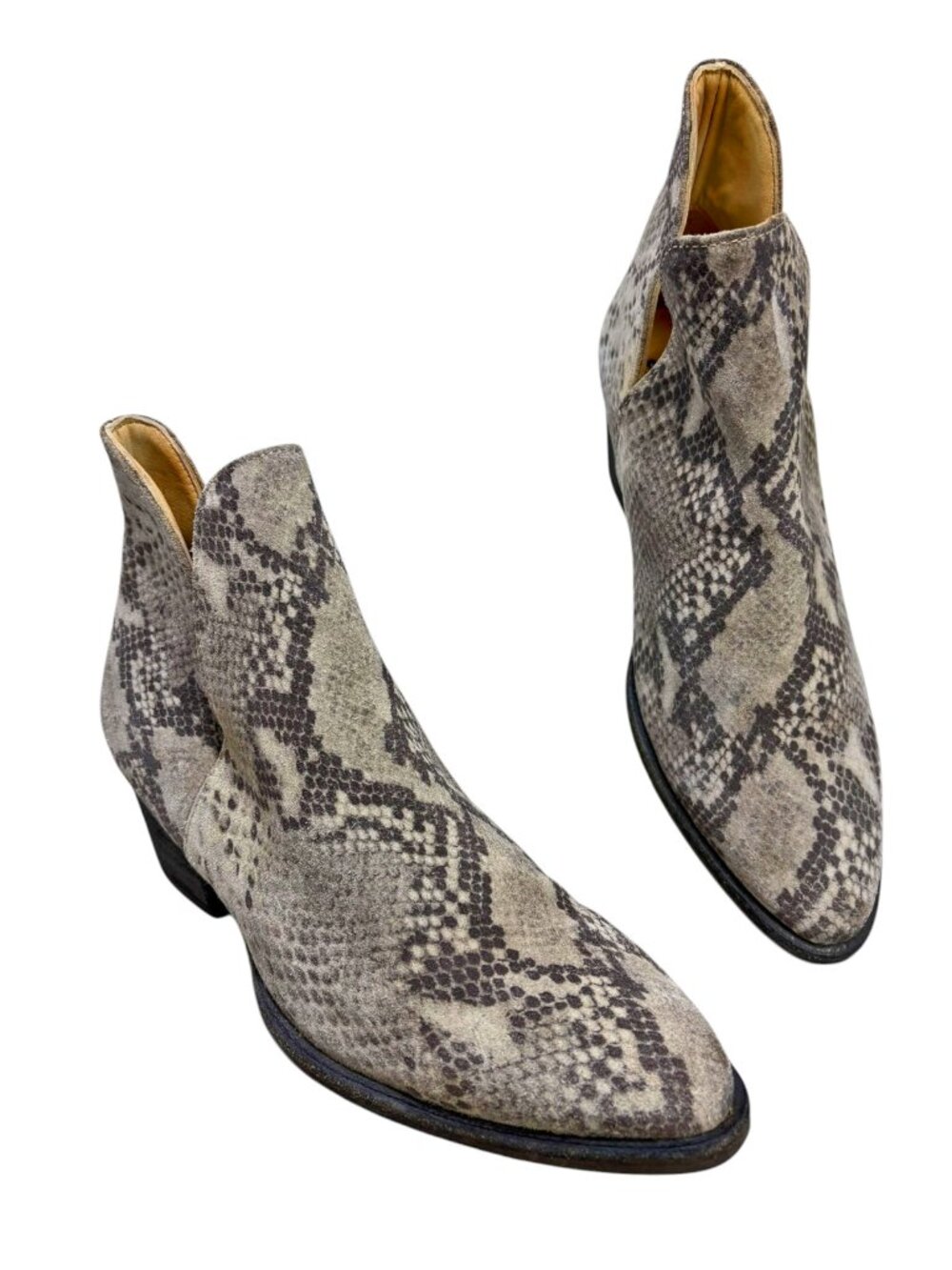Free People Charm Animal Print Leather V Cut Ankle Boots‎